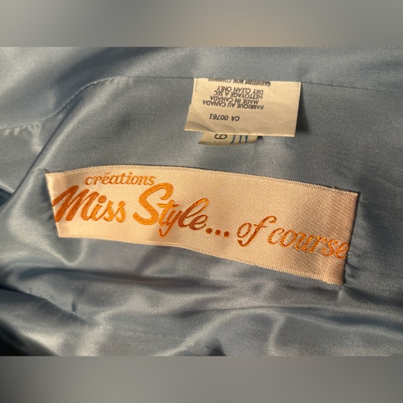 Vintage Made in Canada Faux Suede Belted Jacket • Mandarin Collar • Blue Blazer - Picture 13 of 16